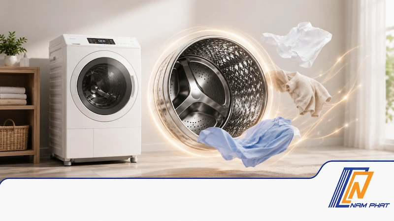 Lồng giặt kích thước lớn của máy giặt sấy nội địa Nhật giúp sấy chống nhăn
