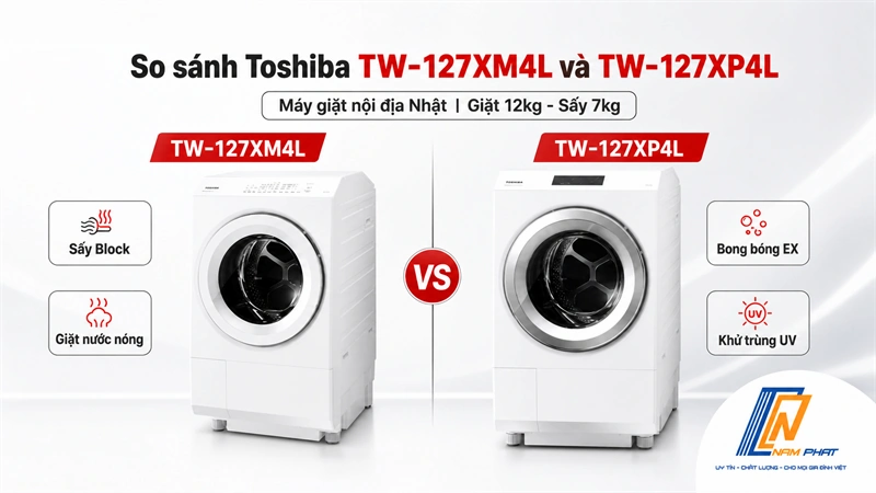 So sánh máy giặt Toshiba TW-127XM4L và TW-127XP4L nội địa Nhật