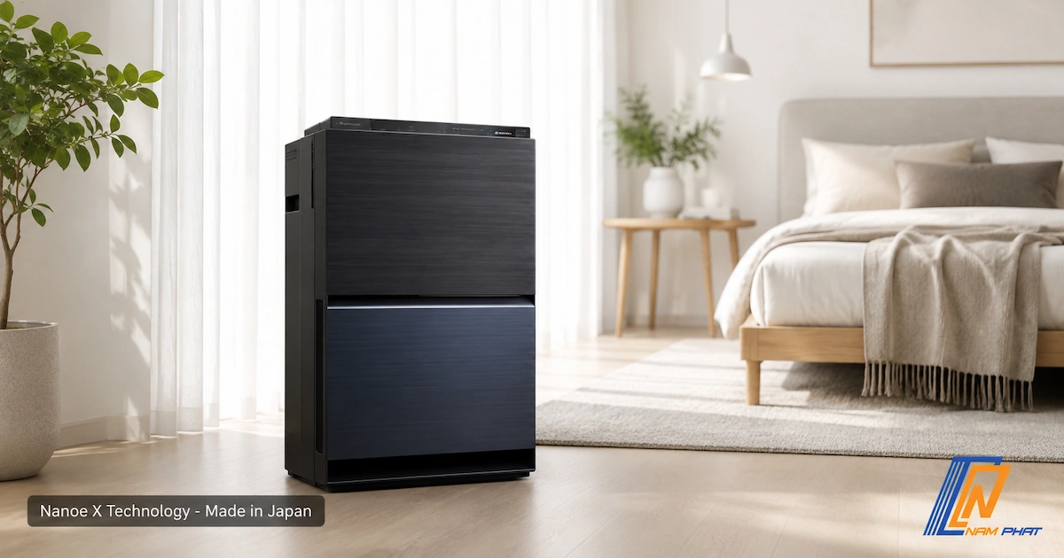 Máy lọc không khí Panasonic F-VC70XV nội địa Nhật trong không gian phòng ở.