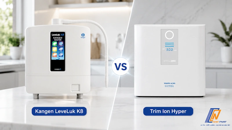 So sánh máy lọc nước Kangen K8 và Trim Ion Hyper nội địa Nhật.