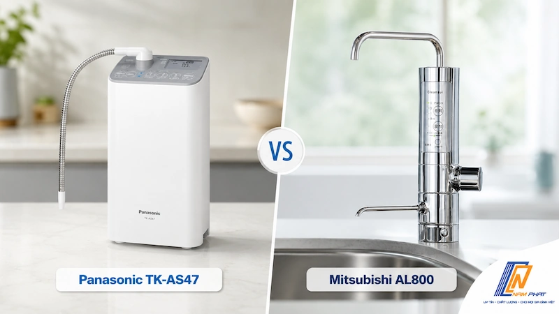 So sánh máy lọc nước Panasonic TK-AS47 và Mitsubishi Cleansui AL800 nội địa Nhật.
