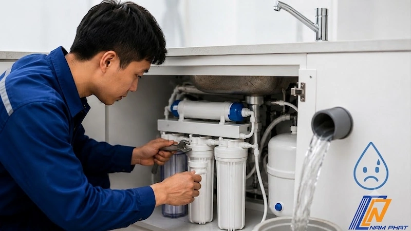 Kiểm tra sửa chữa lỗi máy lọc nước ra nhiều nước thải liên tục