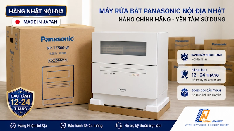 Máy rửa bát Panasonic nội địa Nhật chính hãng tại Hàng Nhật Nam Phát, bảo hành 12-24 tháng.