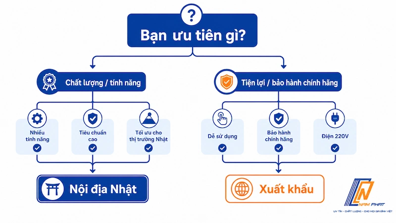 Hướng dẫn chọn hàng Nhật nội địa hay xuất khẩu theo nhu cầu thực tế.