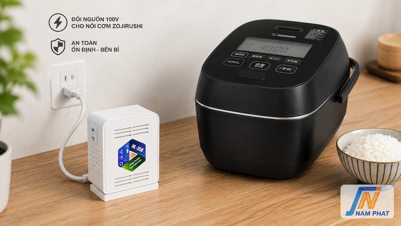 Sử dụng biến áp ổ cắm đổi nguồn 100V cho nồi cơm Zojirushi nội địa Nhật