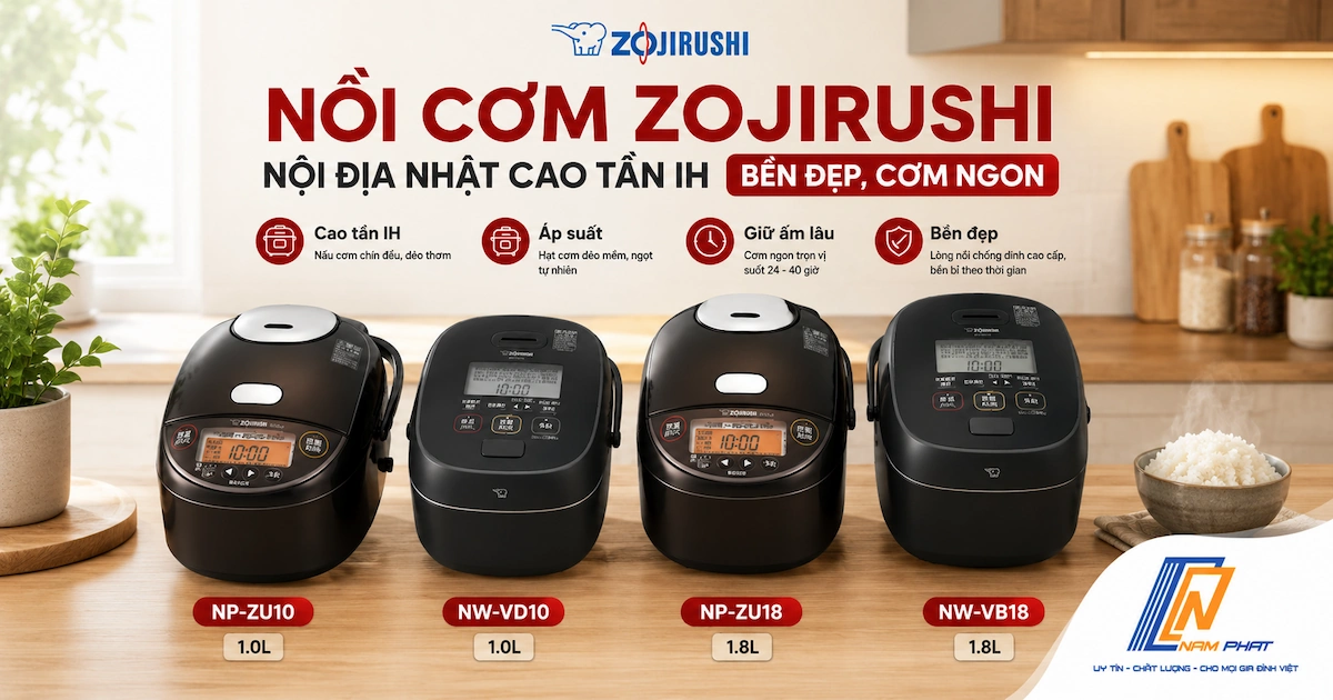 Các dòng nồi cơm Zojirushi nội địa Nhật chính hãng tại Nam Phát.