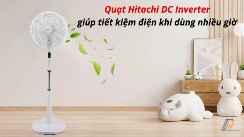Quạt Hitachi DC Inverter giúp tiết kiệm điện khi dùng nhiều giờ.