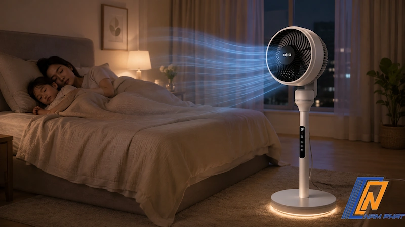 Quạt tuần hoàn 3D DC hoạt động êm ái phù hợp phòng ngủ gia đình