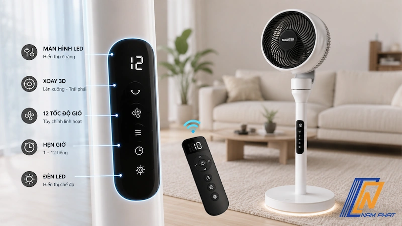 Bảng điều khiển cảm ứng LED trên quạt tuần hoàn động cơ DC