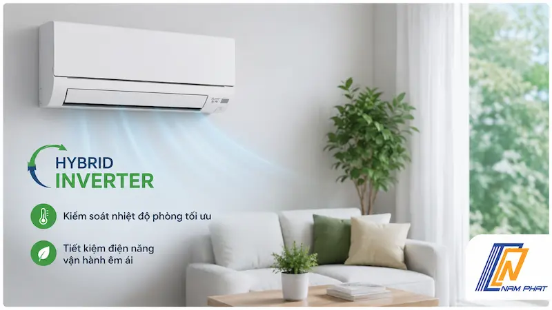 Công nghệ Hybrid Inverter kiểm soát nhiệt độ phòng tối ưu điện năng tiêu thụ