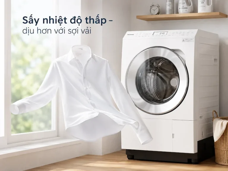 Máy giặt sấy Panasonic NA-LX125EL-W với khả năng sấy nhiệt độ thấp, dịu hơn với sợi vải
