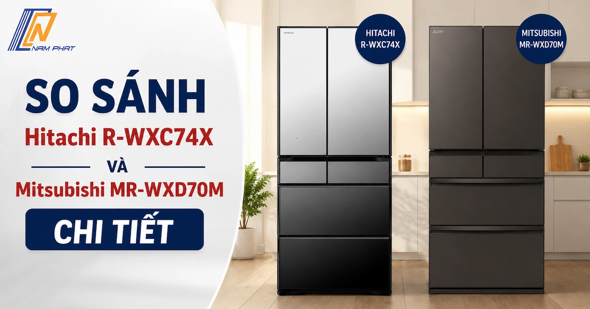 So Sánh Hitachi R-WXC74X Và Mitsubishi MR-WXD70M Chi Tiết
