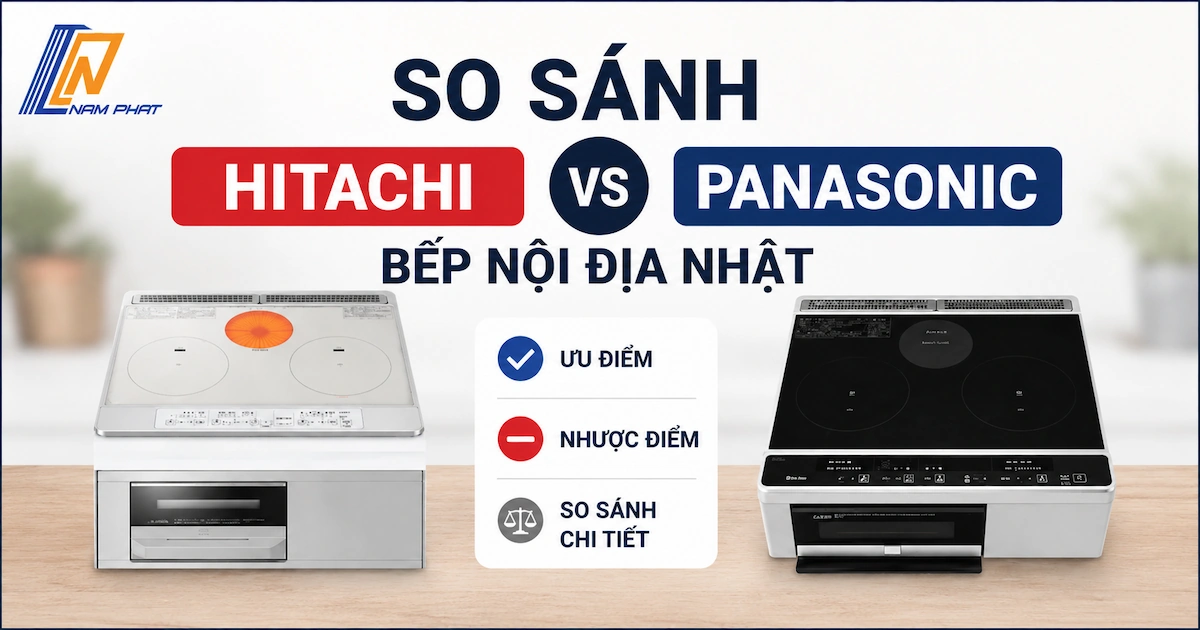 Đặt lên bàn cân so sánh bếp Hitachi và Panasonic nội địa Nhật