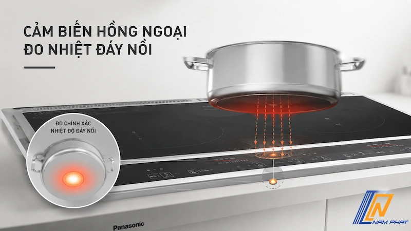 Công nghệ cảm biến hồng ngoại đo nhiệt đáy nồi trên bếp Panasonic