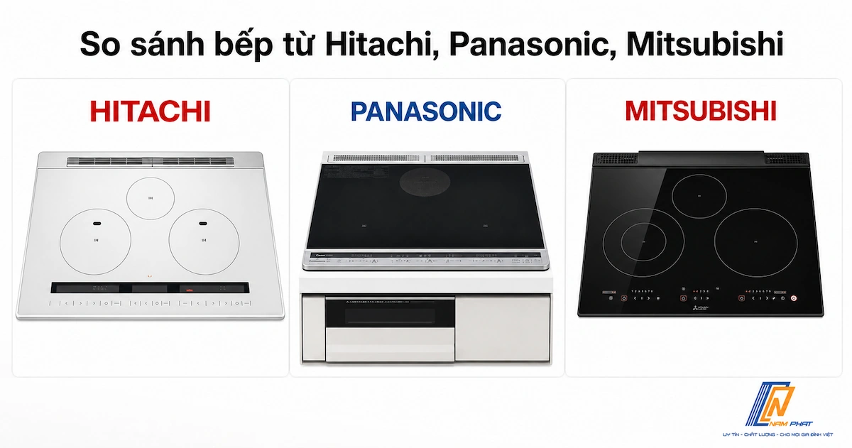 So sánh bếp từ Hitachi, Panasonic, Mitsubishi nội địa Nhật - 3 hãng 3 tính cách