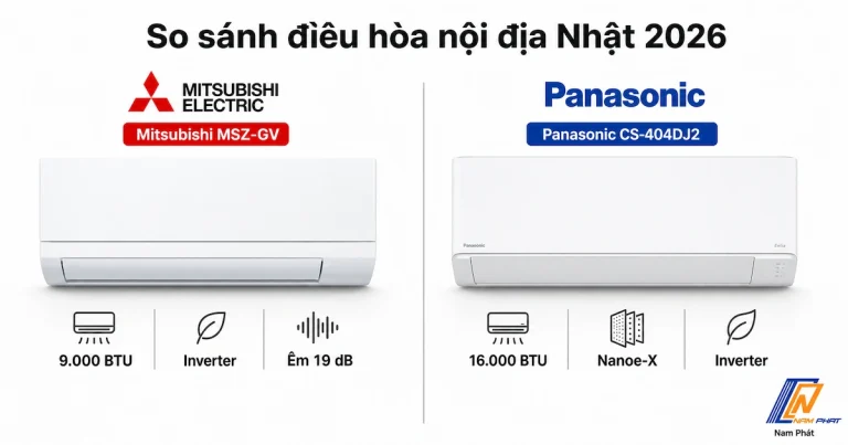 So sánh điều hòa Mitsubishi MSZ-GV và Panasonic CS-DFL nội địa Nhật 2026 - bên cạnh nhau