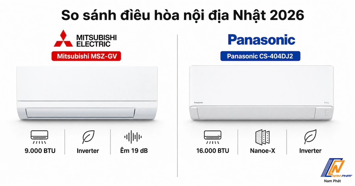 So sánh điều hòa Mitsubishi MSZ-GV và Panasonic CS-DFL nội địa Nhật 2026 - bên cạnh nhau