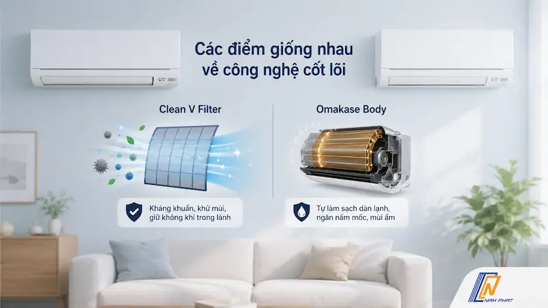 Các điểm giống nhau về công nghệ cốt lõi màng lọc Clean V và Omakase Body