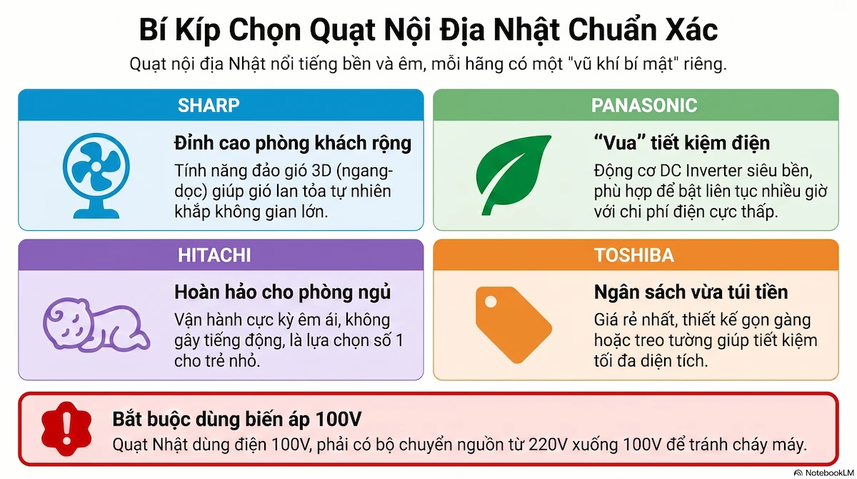 Bảng so sánh thông số nổi bật giữa quạt Sharp và quạt thường