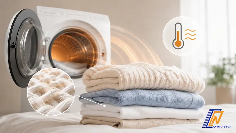Quần áo khô tơi xốp bảo vệ sợi vải tối đa ở nhiệt độ sấy ấm nhẹ