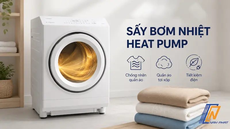 Sấy bơm nhiệt Heat Pump chống nhăn quần áo tơi xốp tiết kiệm điện