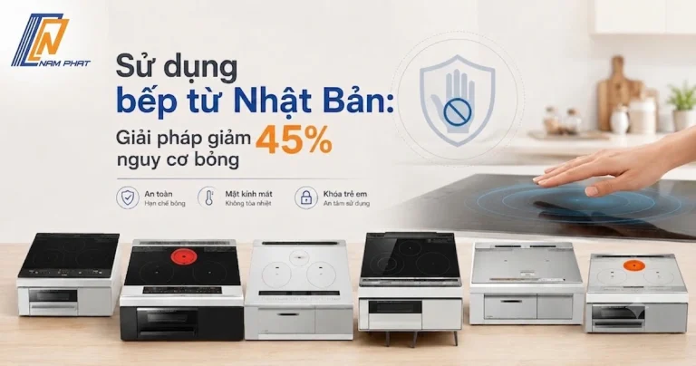 Hệ thống đèn LED cảnh báo nhiệt dư vùng nấu an toàn trên bếp từ Nhật