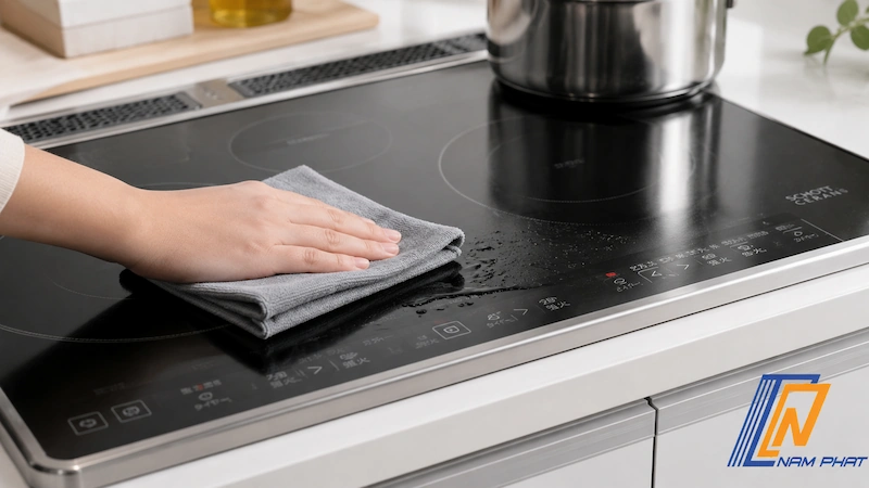 Vệ sinh mặt kính Schott Ceran bếp từ Nhật sau khi đun nấu an toàn