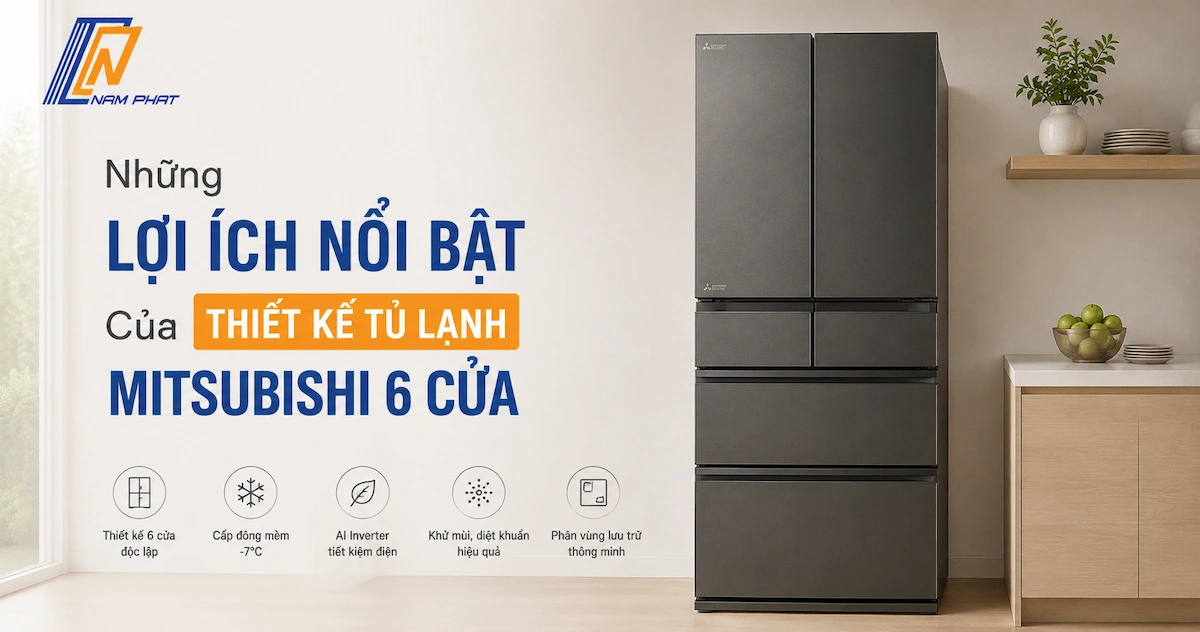 Khám phá các lợi ích thực tế của thiết kế 6 cửa độc lập trên tủ Mitsubishi