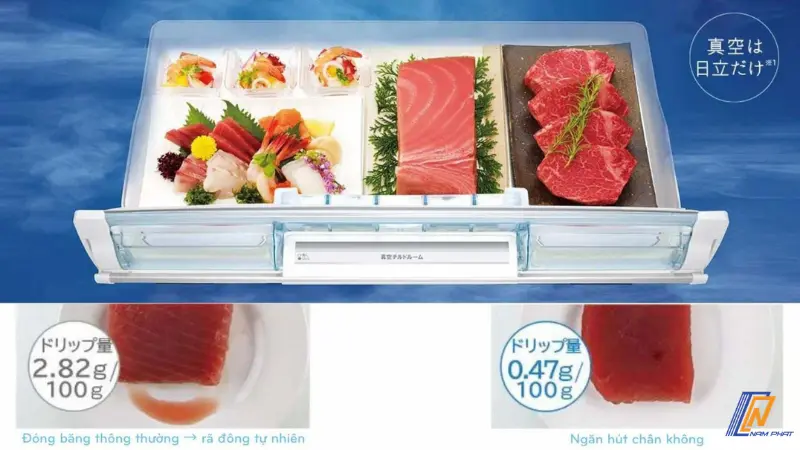 Ngăn hút chân không 0.8 atm và cấp đông siêu tốc Delicious Freezing Plus