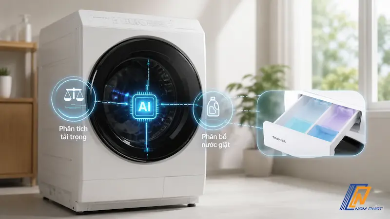 Hệ thống cảm biến AI Sensing phân tích tải trọng và phân bổ nước giặt