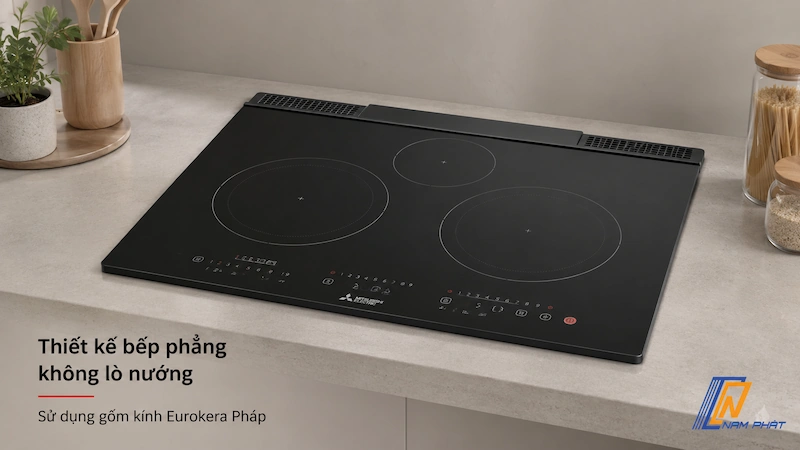 Thiết kế bếp phẳng không lò nướng sử dụng gốm kính Eurokera Pháp