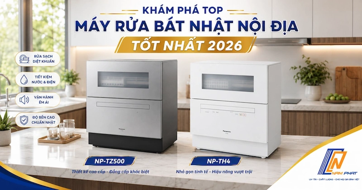 Top máy rửa bát Panasonic nội địa Nhật NP-TH4 và NP-TZ500 đang có hàng tại Nam Phát.