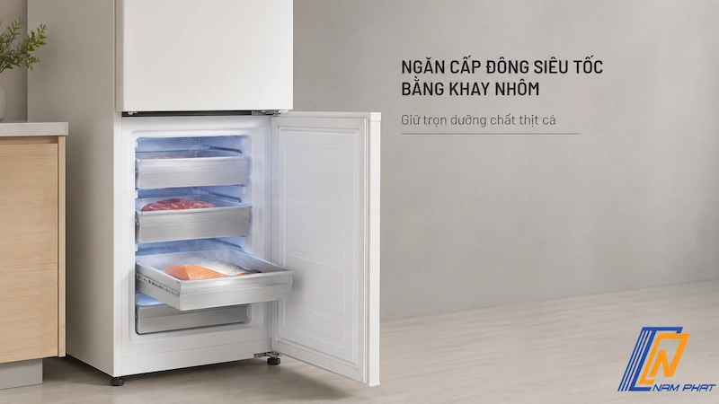 Ngăn cấp đông siêu tốc bằng khay nhôm giữ trọn dưỡng chất thịt cá