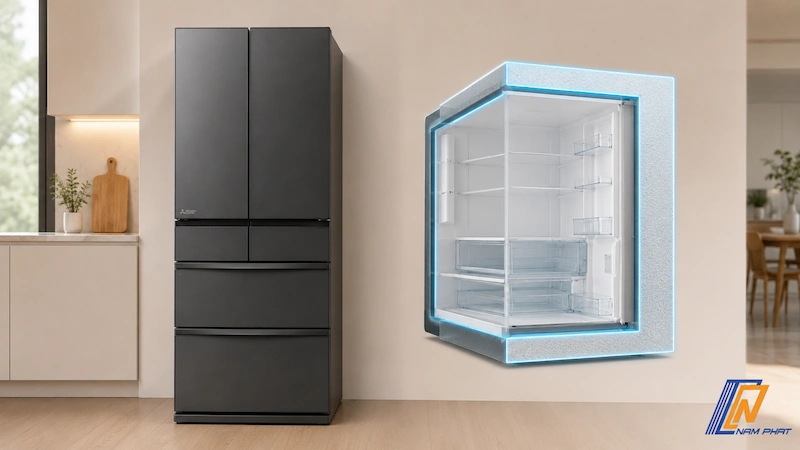Thiết kế cấu trúc cách nhiệt SMART CUBE siêu mỏng của tủ lạnh Mitsubishi