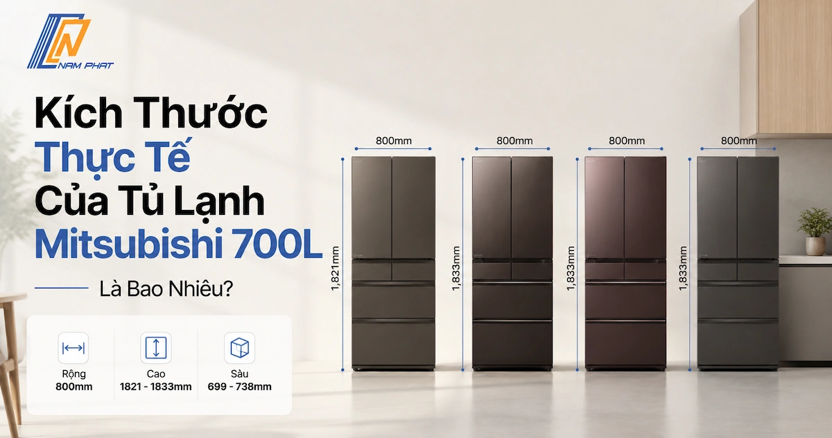 Kích Thước Thực Tế Của Tủ Lạnh Mitsubishi 700L Là Bao Nhiêu?
