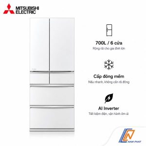 Tủ lạnh Mitsubishi MR-WXD70 màu trắng gương kính 700L nội địa Nhật