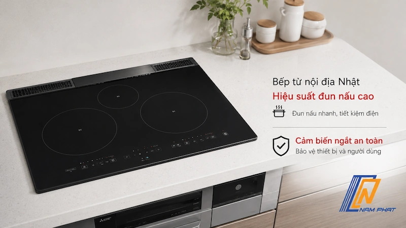 Bếp từ nội địa Nhật có hiệu suất đun nấu cao và cảm biến ngắt an toàn