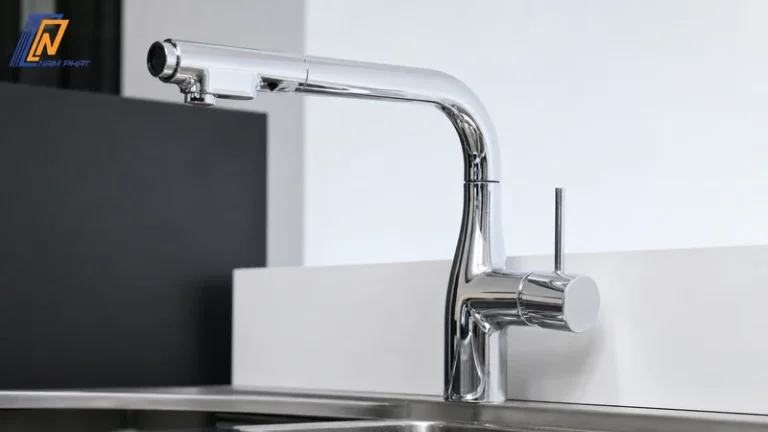 Vòi rửa bát KVK KM6061EC dáng chữ L hiện đại,