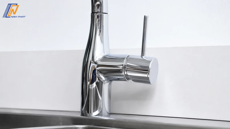 Thân vòi rửa bát KVK KM6101EC - tay gạt dáng chữ L mạ Nickel Chrome bóng gương