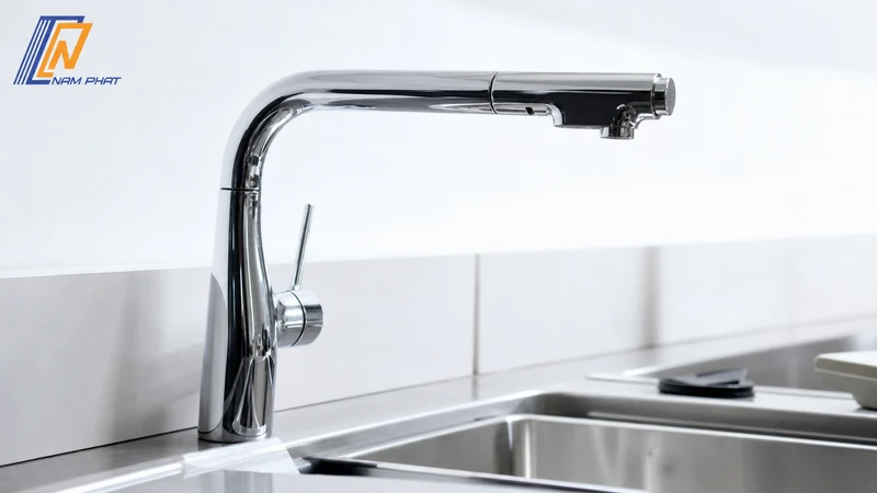 Vòi rửa bát KVK KM6101EC nội địa Nhật - dáng chữ L thẳng đứng, đầu vòi rút dây