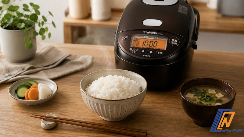 Cơm nấu chín dẻo từ nồi cơm điện cao tần áp suất IH Pressure Zojirushi Nhật Bản