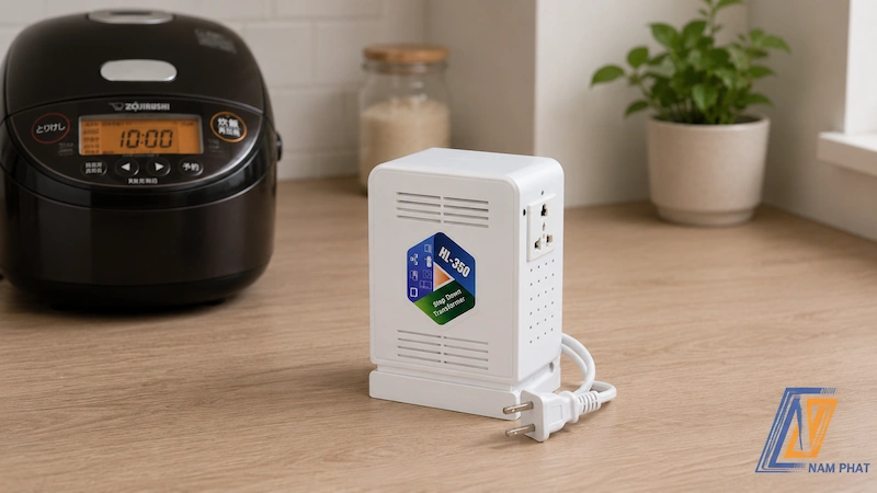 Biến áp ổ cắm đổi nguồn 220V sang 100V công suất 2000VA cho nồi cơm điện Nhật